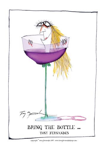 Bring the Bottle - fun wine print by Tony Fernandes